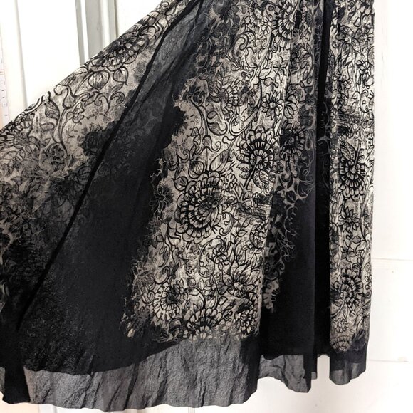 Fuzzi Italy Boutique Mesh Lace Pattern Sleeveless Midi Dress Black White Size XS - Picture 3 of 6